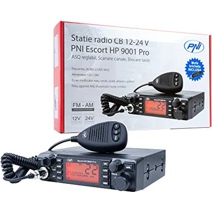 PNI CB-Funkgerät Escort HP 9001 PRO ASQ, 40 Kanäle, AM-FM, 4 W, 12 V / 24 V, Dual Watch, Mehrfarben-Display (Rot, Grün, Lila, Blau, Gelb), ANL-Rauschfilter – Bild 3