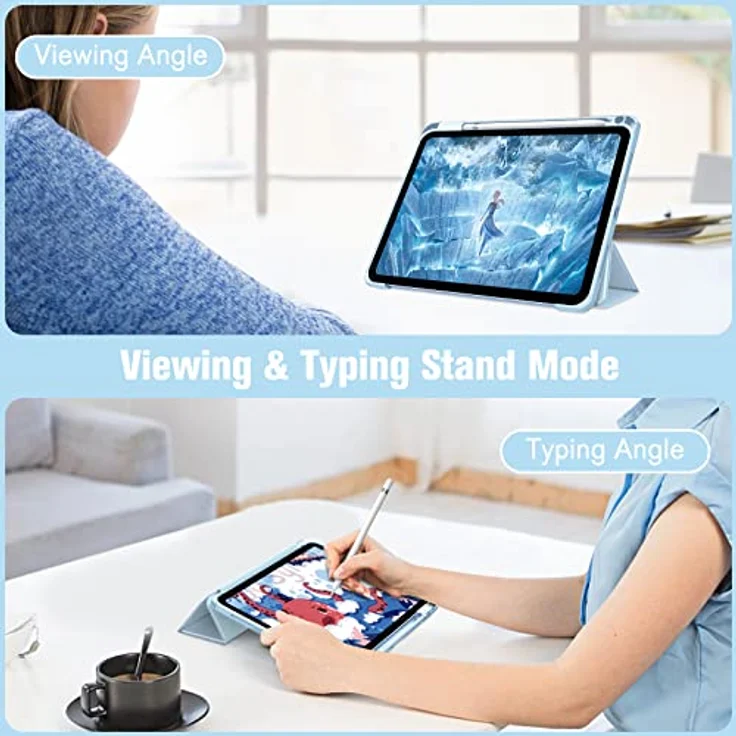 Fintie Hybrid Hülle für iPad 10. Generation 2022 (10.9 Zoll) mit Stifthalter - Stoßfeste Schutzhülle mit transparenter Hartschale auf der Rückseite, Himmelblau – Bild 5