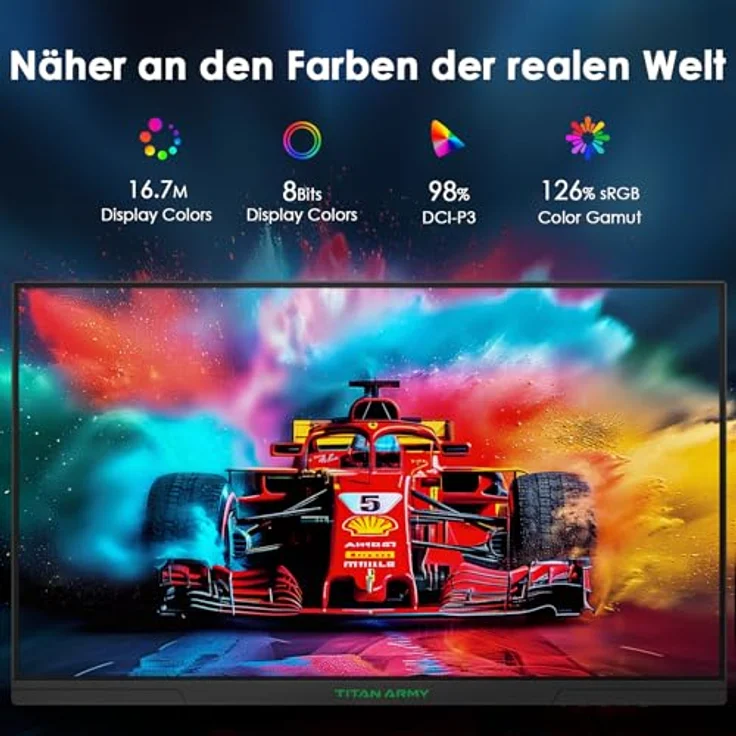 TITAN ARMY P2510S 24.5 Zoll 1440P Gaming Monitor, QHD 2560 x 1440, Fast IPS 1ms GTG, Adaptive Sync, Rahmenlos, HDR10, 126% sRGB, Low Blue Light, 100*100 VESA, HDMI 2.0 DisplayPort 1.4 (Schwarz) – Bild 5