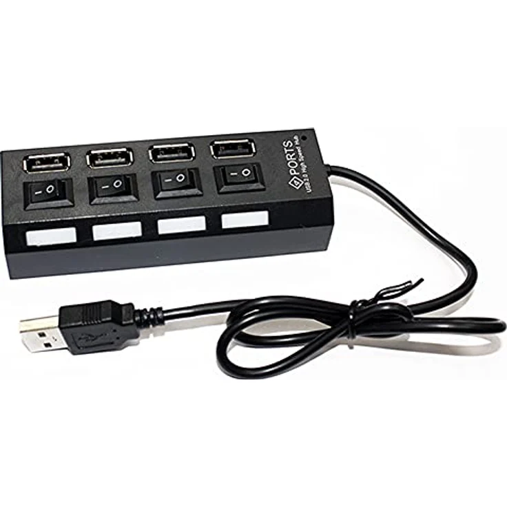 Aukson C18C USB Hub 4 Ports mit LED-Anzeige und Einzelschaltern, USB 2.0 Datenhub für PC und Laptop, 480 Mbps – Bild 3