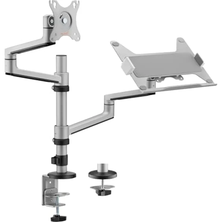 my wall My Wall HL52L, 1fach Monitor-Tischhalterung für 17-32 Zoll Bildschirme, höhenverstellbar und drehbar, Silber