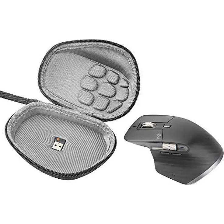 VOLOHAS Hartschalen-Schutzhülle für Logitech MX Master 2/3/3S/MX Master 4, schwarz, staub- und stoßfest, halbwasserdicht mit Gurt