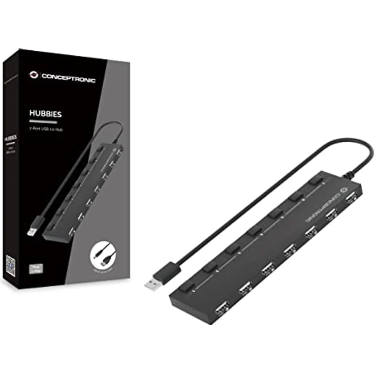 Conceptronic HUBBIES08B USB-Hub 7-Port 7 x USB 2.0 schwarz – Bild 3