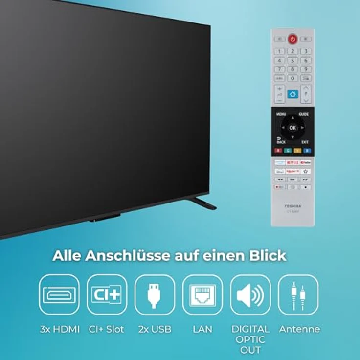 Toshiba QLED TV 65QV2363DA, 65 Zoll 4K UHD Smart TV mit HDR, Triple-Tuner und VIDAA, Schwarz – Bild 4