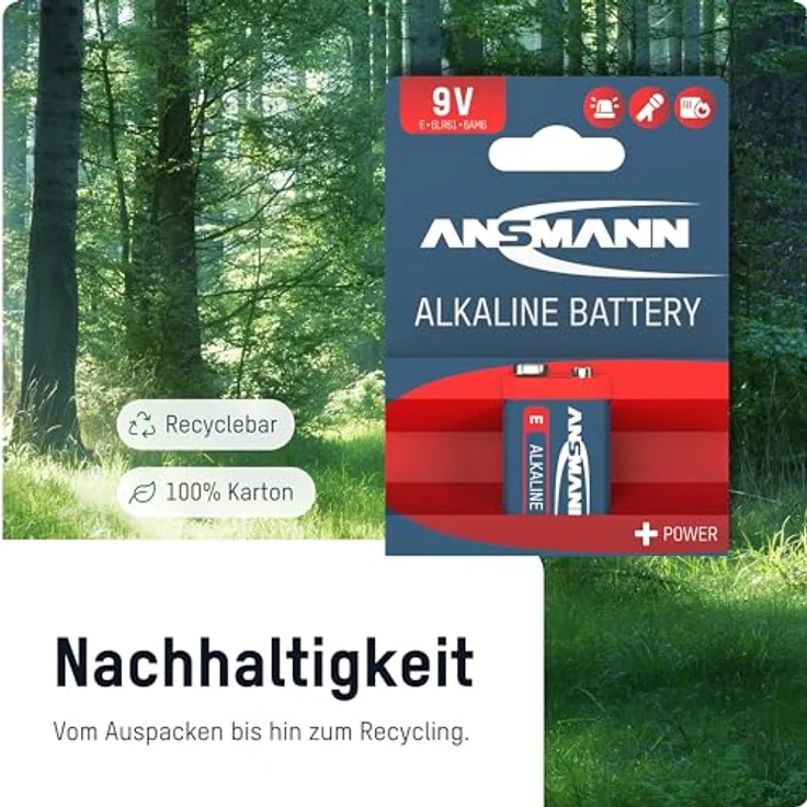 ANSMANN Red Alkaline Batterie 9V E-Block 6LR61 Longlife Alkalibatterie (2er Shrink) – Bild 3