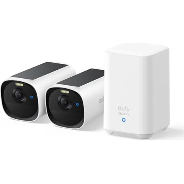 eufy Security eufyCam E40 2-Kamera-Set mit Homebase 2, kabellose 2K Solarkamera für außen, integriertes Solarpanel, MaxColor-Nachtsicht, erweiterbarer 16GB lokaler Speicher, ohne monatliche Abo-Kosten