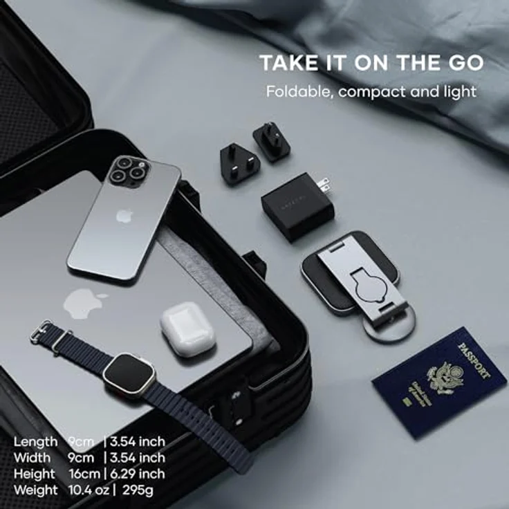 Satechi 3-in-1 Foldable QI2 Wireless Charging Stand (15 W), Grau, mit MagSafe und Apple Watch Adapter – Bild 5