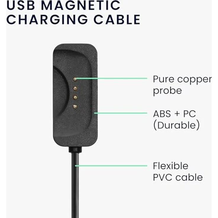 kwmobile USB Kabel Charger für OnePlus Watch 2 / Watch 3, schnelles Aufladekabel in Schwarz, ideal als Zweitkabel, 100 cm Länge – Bild 4