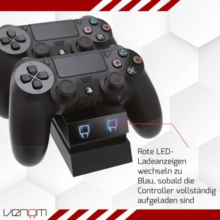 Venom Twin Docking Station, lädt zwei Dualshock 4 Controller gleichzeitig ohne Kabel, mit LED Anzeige - Playstation 4 – Bild 5