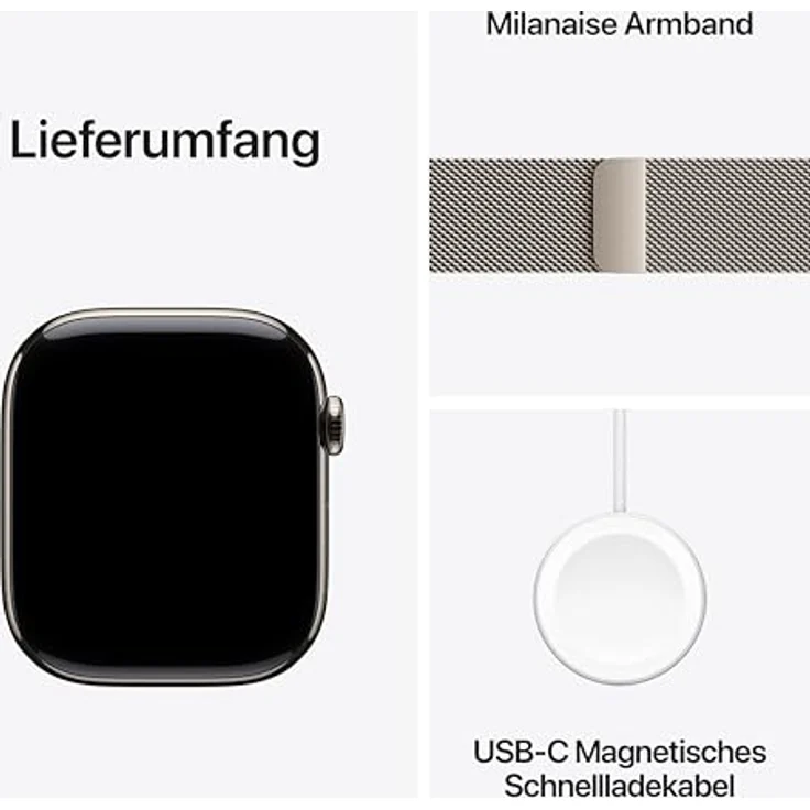 Apple Watch Series 11 Cellular, 46mm, Titangehäuse Natur, Milanaise Armband Silber - S/M – Bild 6