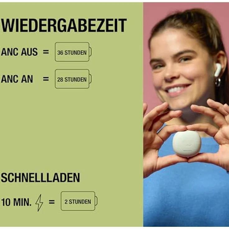 Fresh 'n Rebel Twins Fuse 2, Wireless In-Ear Kopfhörer mit Noise Cancelling, 36h Akku, Bluetooth 6.0, zwei Mikrofone, spritzwassergeschützt (Wild Green) – Bild 3