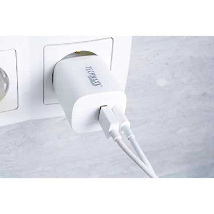 Technaxx 30W Dual Port Schnellladegerät TX-198 für Handy & Geräte - Netzstecker für Ladekabel - 1xUSB-C, 1xUSB-A Schnellladegerät, Intelligente Ladeüberwachung, GS-geprüft, 6 mal schneller als üblich – Bild 4
