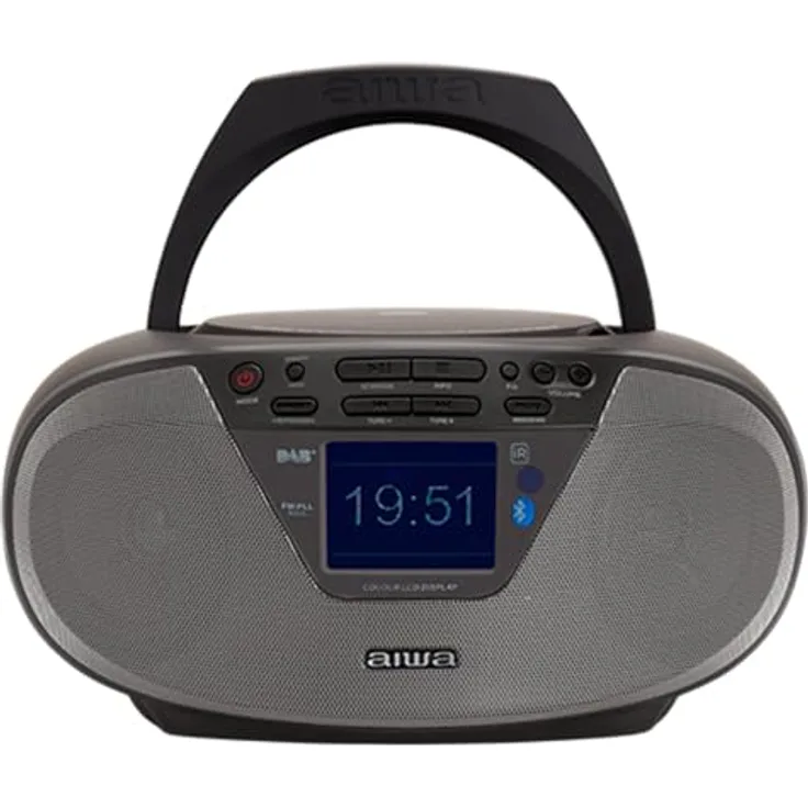 Aiwa BBTU-500DAB/BK Tragbares DAB+ CD-Radio mit 2.4" Farbdisplay, Bluetooth 5.0, USB, CD/CDR/RW/MP3, schwarz
