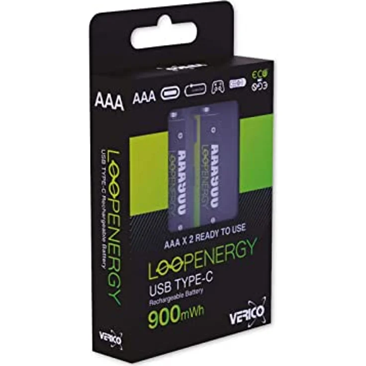 VERICO LoopEnergy Wiederaufladbare USB-C Batterie AAA 1,5V 900mWh (600mAh) Li-Ion, Schnellladung via USB-C Anschluss in ca. 2 Stunden (2X AAA) – Bild 3