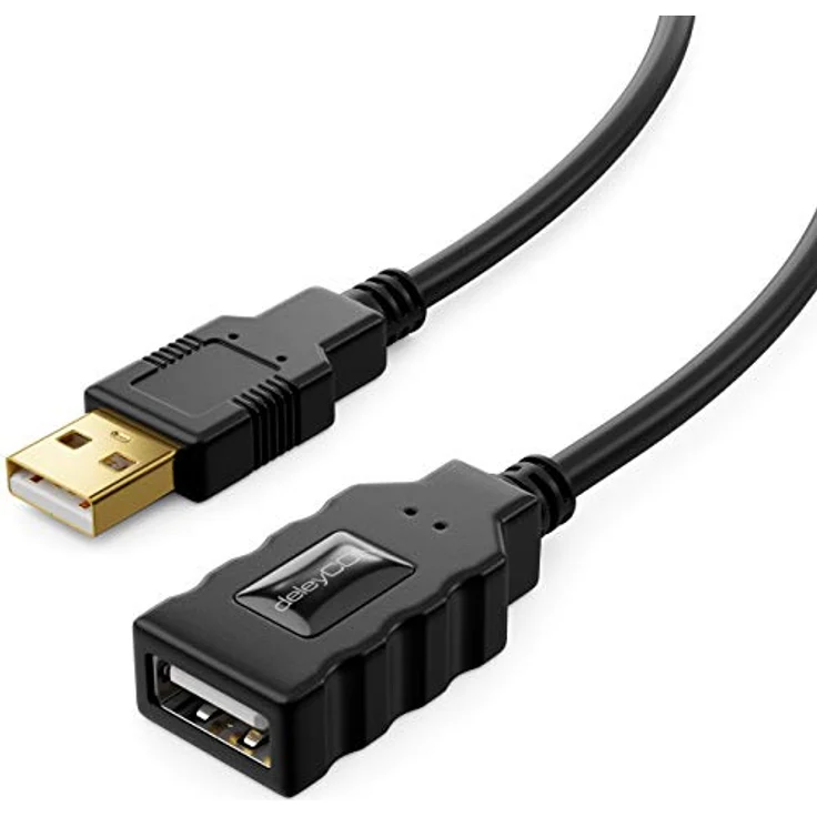 deleyCON 15m Aktives USB 2.0 Kabel, Verlängerung mit Signalverstärker für PC, Drucker und Scanner, schwarz – Bild 2