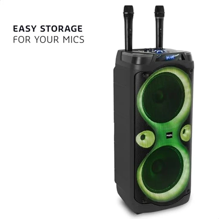 Ibiza COLUMBA-Karaoke Anlage, Lautsprecher Box mit zwei Mikrofonen, LED Beleuchtung und Bluetooth, 1000 W – Bild 8
