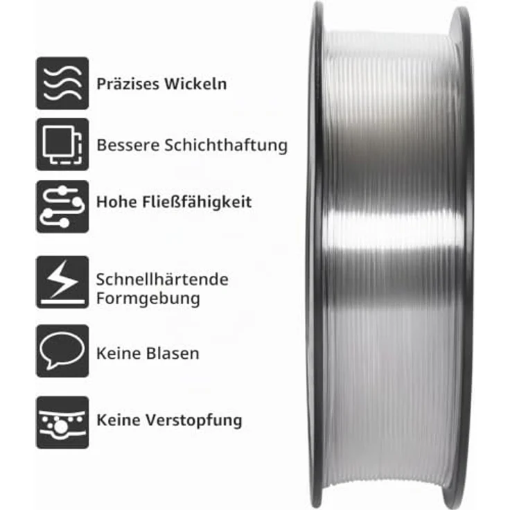 GEEETECH Transparent PLA HS 1,75mm Filament, High Speed für 0-600 mm/s Hochgeschwindigkeitsdruck, 1kg Spule – Bild 3
