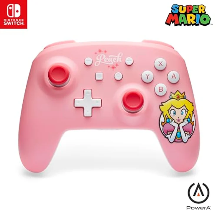 PowerA Kabelloser Controller für Nintendo Switch - Princess Peach-Rosa, Gamepad, Bewegungssteuerung, ergonomisches Design, offiziell lizenziert – Bild 1