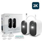 Arlo Essential 2 XL Überwachungskamera Aussen WLAN, Bis Zu 2 Jahre Schutz, Kabellos, 2K HD Video, Farbnachtsicht, Licht, Bewegungsmelder, Sirene, 2-Wege Audio + Arlo Secure Plan Testzeitraum, Weiß