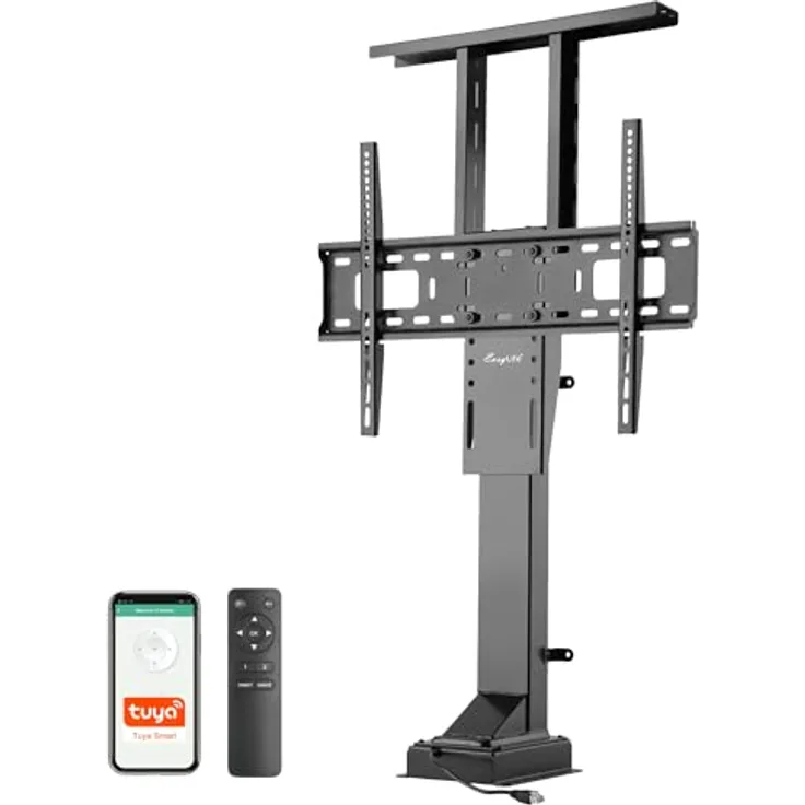 EasyLife EL-LM-SH65, motorisierter TV Lift/Bodenständer mit Fernbedienung für 37-65 Zoll, VESA bis 600x400, schwarz, WiFi-fähig, 2 Speicherpositionen