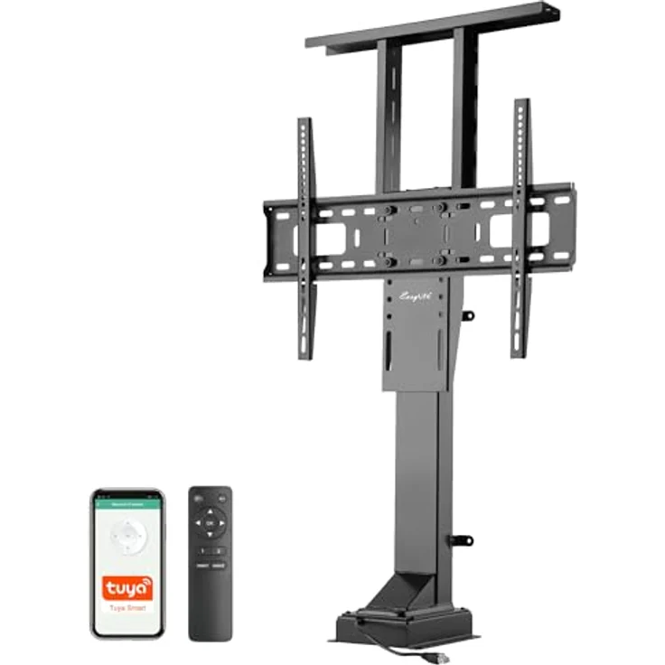 EasyLife EL-LM-SH65, motorisierter TV Lift/Bodenständer mit Fernbedienung für 37-65 Zoll, VESA bis 600x400, schwarz, WiFi-fähig, 2 Speicherpositionen – Bild 1