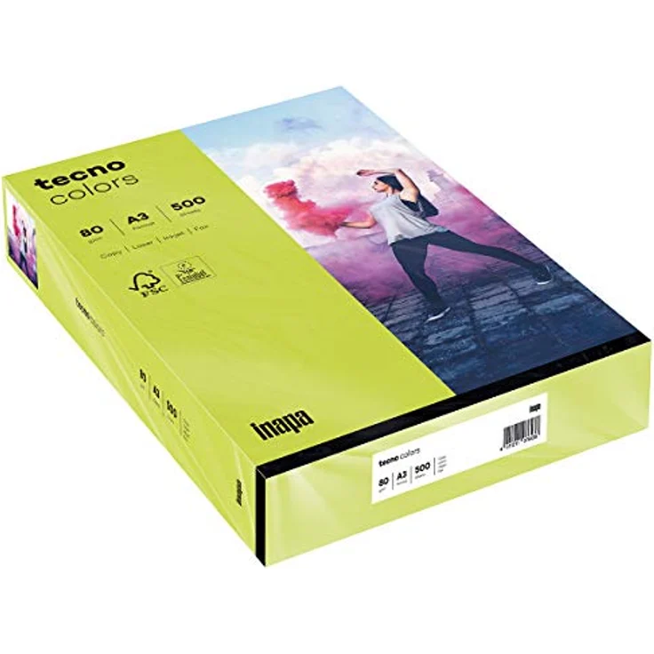 tecno Kopierpapier colors leuchtend grün DIN A3 80 g-qm 500 Blatt (88324451) – Bild 2