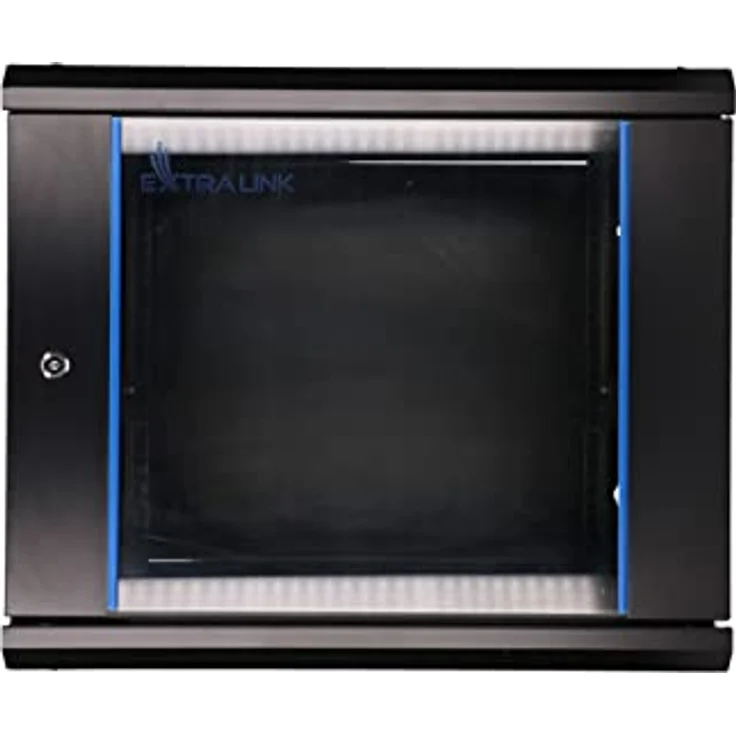 Extralink EX.3968 Rack 9U, Wandmontiertes Serverschrank-Regal (19 Zoll, schwarz), mit gehärteter Glasfront und Kühlungsoptionen – Bild 3