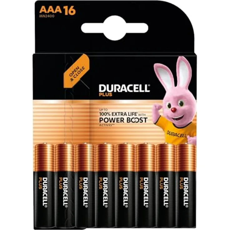 Duracell Plus Power Boost AAA Batterien, 16er Blister mit langer Laufzeit und Auslaufschutz
