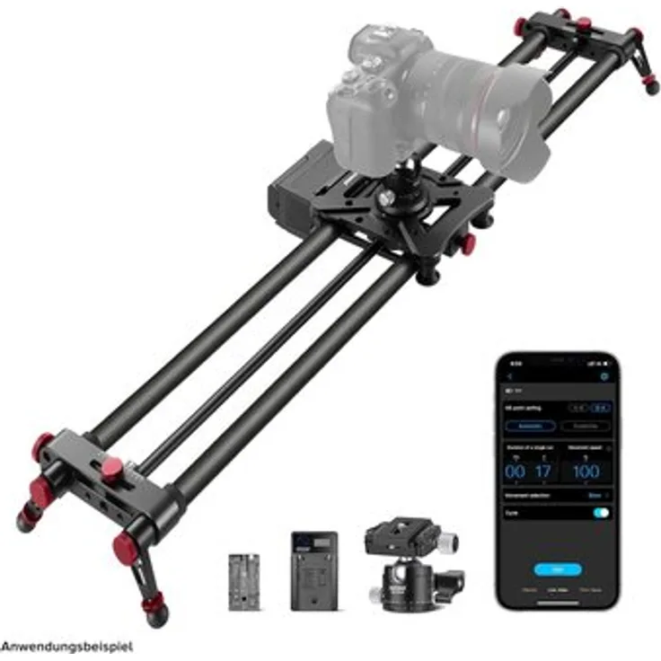Neewer ER1-120, Motorisierter Kamera-Slider mit 120 cm Schiene, App-Steuerung und 360° Kugelkopf