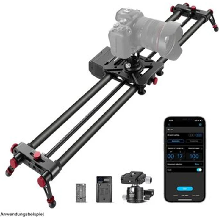 Neewer ER1-120, Motorisierter Kamera-Slider mit 120 cm Schiene, App-Steuerung und 360° Kugelkopf