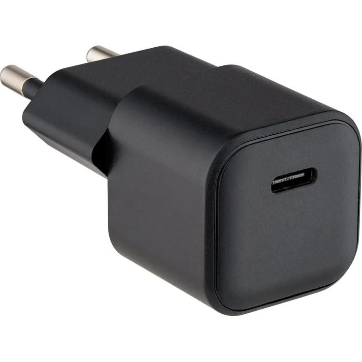 QUALO QLSN-C-20-01, Nano PD 20W USB-C Netzteil in Schwarz, kompakt, GaN, Schnellladung, internationale Reisekompatibilität