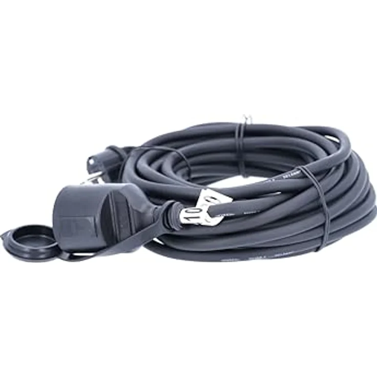as – Schwabe Gummi-Verlängerungsleitung – 10 m Kabel mit Schutzkontaktstecker und Schutzkontaktkupplung inkl. Schutzkappe ''– 230 V, 16 A Verlängerungskabel – IP44 – Schwarz I 60310 – Bild 5