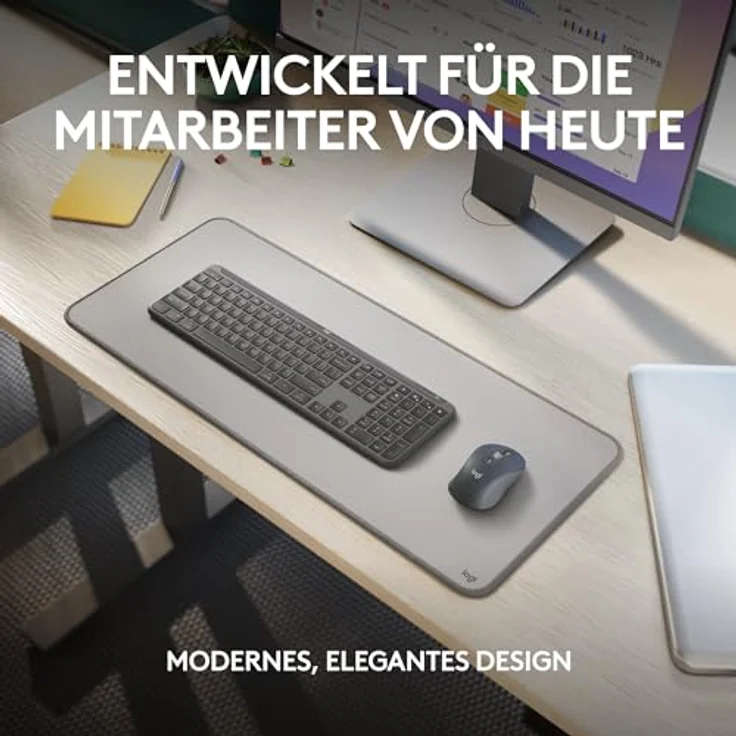 Logitech Signature Slim MK950 for Business kabelloses Tastatur-Maus-Set, leises Tippen, sicherer Empfänger, Bluetooth, weltweit Zertifiziert, Windows/Mac/Chrome/Linux, DEU QWERTZ-Layout, Grafit – Bild 2