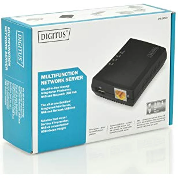 DIGITUS Fast Ethernet USB Netzwerk Server, multifunktional für NAS, USB-Hub, Drucker, DVD-Laufwerk, 1 Port, USB 2.0, 10-100 Mbit-s Netzwerk, RJ45, Schwarz – Bild 3