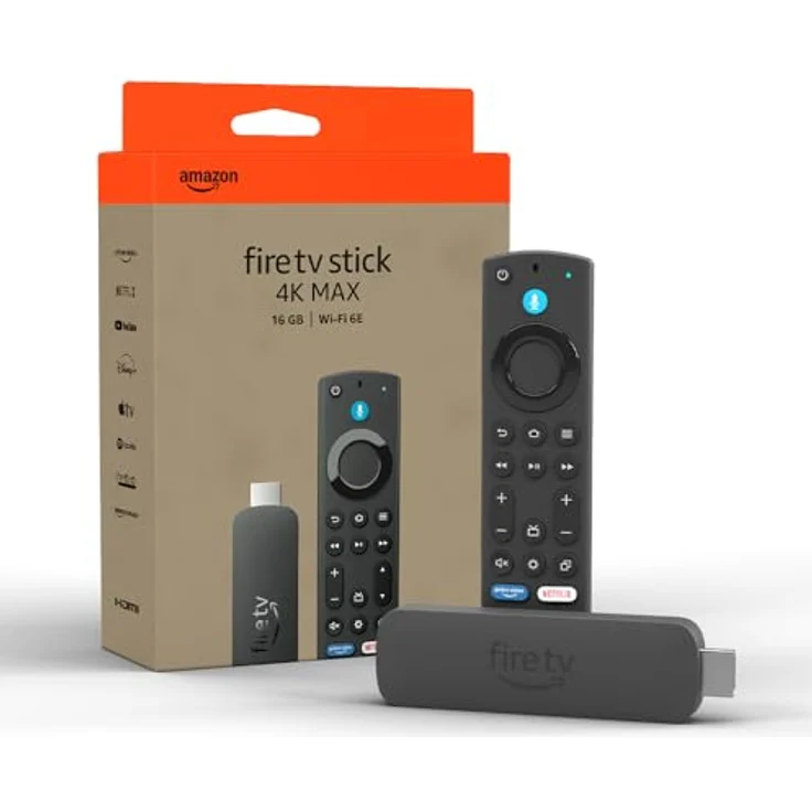 Amazon Fire TV Stick 4K Max, unterstützt Streaming über Wi-Fi 6E, Ambient-TV, 16 GB Speicherplatz – Bild 1