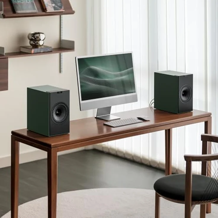 KEF Coda W Kabellose HiFi-Regallautsprecher, Moss Green | Bluetooth 5.4 aptX Lossless, 200 Watt, integrierter Phono-Vorverstärker, HDMI- und USB-C-Anschluss, modernes Design – Bild 4