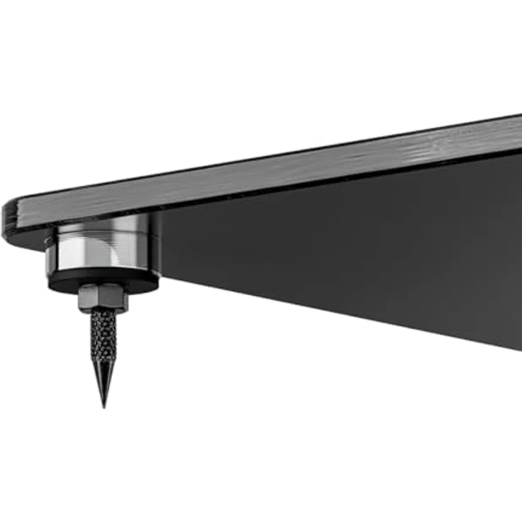 my wall Lautsprecherständer HS35L, 2-teilig, universell kompatibel, bis zu 25 kg Tragfähigkeit, schwarzes Glas mit Stahlspikes und Kabelmanagement – Bild 3