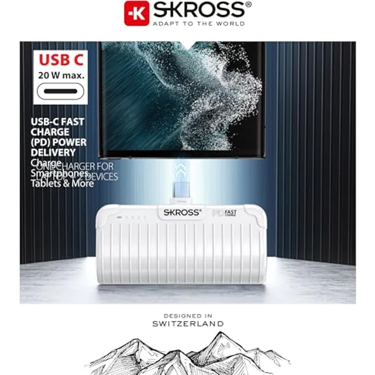 SKROSS Reload Power Stand - Tragbares 5000-Mh-Ladegerät mit USB-C-Schnellladung, inklusive 30 cm langem USB-C-Kabel – Bild 4