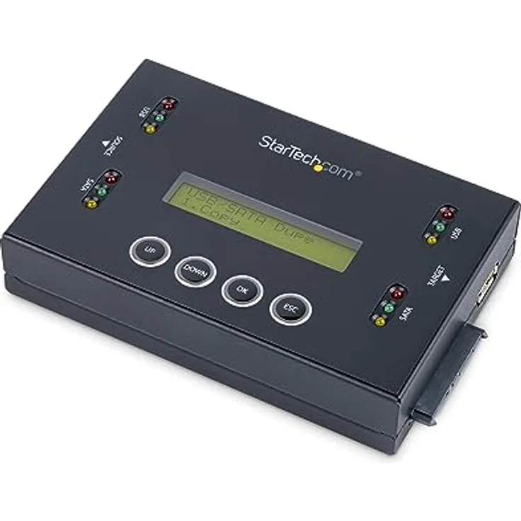 StarTech.com 1:1 Selbständige Festplatten Klonstation und Löscher, USB Stick und SATA HDD/SSD Disk Kloner und Löscher, LCD Bildschirm, TAA konform, OS unabhängig (SU2DUPERA11)