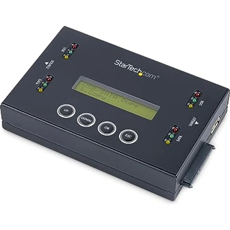StarTech.com 1:1 Selbständige Festplatten Klonstation und Löscher, USB Stick und SATA HDD/SSD Disk Kloner und Löscher, LCD Bildschirm, TAA konform, OS unabhängig (SU2DUPERA11) – Bild 1