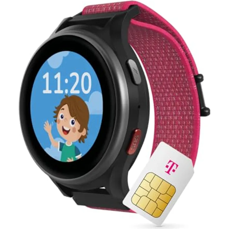 Deutsche Telekom ANIO 6 Smartwatch für Kinder, GPS, Telefonfunktion, SOS, lange Akkulaufzeit, Hibiscus