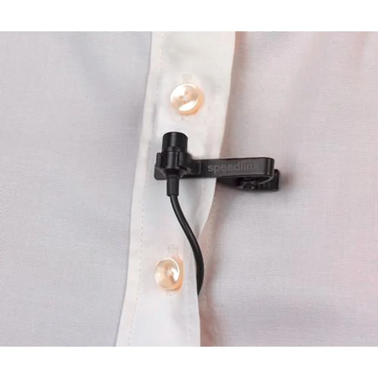 Speedlink SPES Ansteckmikrofon mit Kabel Klinke 3,5mm - Lavalier Mikrofon mit Rauschunterdrückung, 2,5m Kabel, schwarz – Bild 4