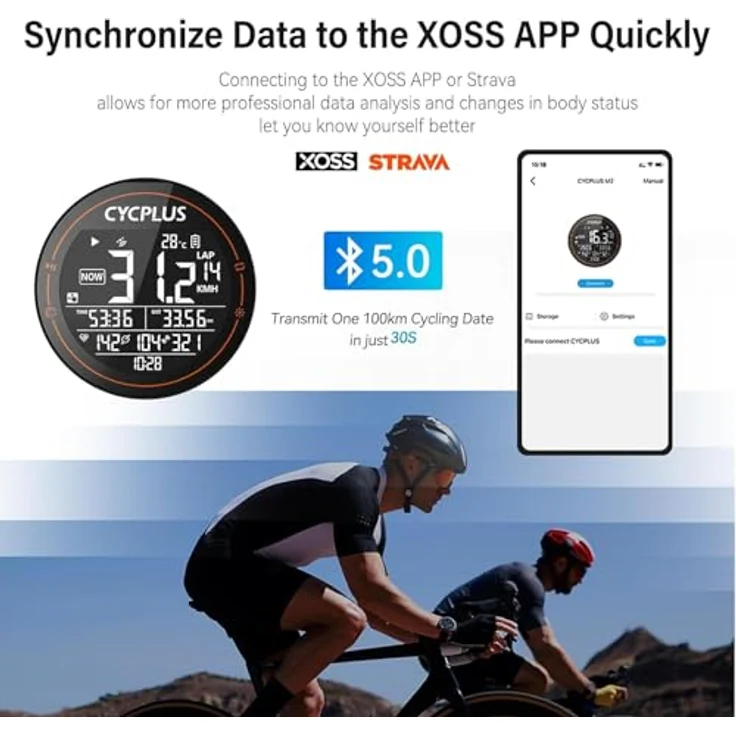 CYCPLUS Fahrradcomputer GPS Fahrradtacho Kabellos, Wasserdicht IPX6 Fahrrad Computer ANT+ Drahtloser Radcomputer, Rennrad Bluetooth 5.0 und Kilometerzähler, kompatibel mit Strava, Schwarz – Bild 5