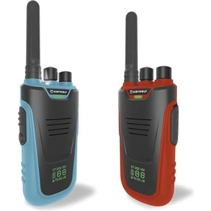 KIDYWOLF Walkie-Talkies mit Taschenlampe, Reichweite bis 6 km, blau/rot