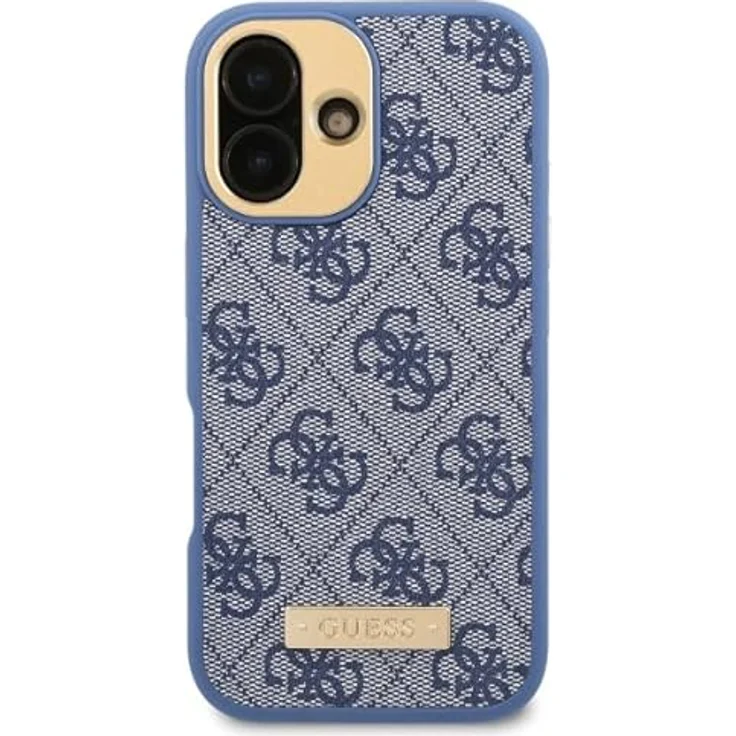 CG MOBILE Guess GUHMP16MU4GPRB Hülle für iPhone 16 Plus 6.7", Hardcase aus TPU/PC/Kunstleder, Blau, 4G Logo Plate – Bild 3