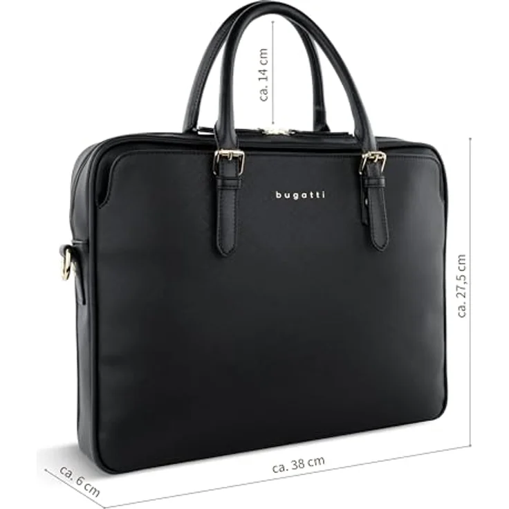 bugatti Ella Aktentasche 37 cm mit Laptopfach, schwarz, 100% Polyurethan – Bild 4