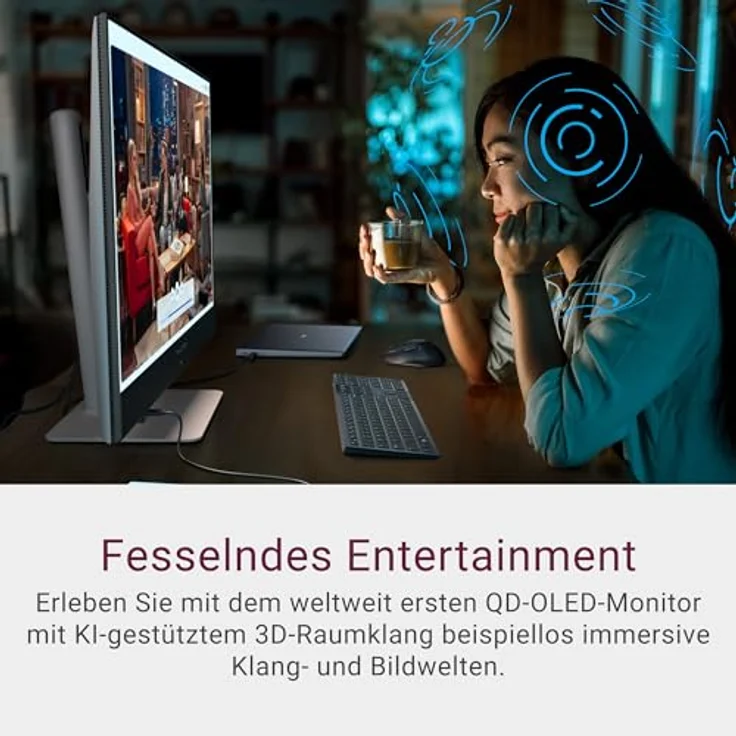 Dell 32 Plus Monitor - S3225QC, 4K UHD, 120Hz, QD OLED, 0.03ms, AMD FreeSync Premium Pro, HDR True Black 400, Dolby Vision, 5W Lautsprecher, 3 USB-C, HDMI, 3 Jahre Garantie – Bild 3