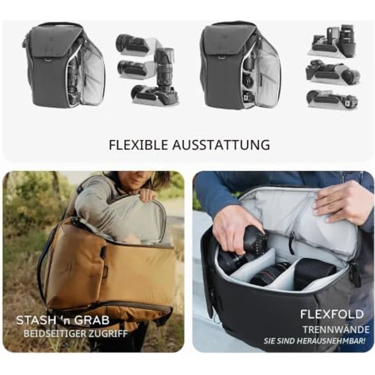 Peak Design Everyday Backpack 20L, Fotorucksack mit MagLatch-Hardware, wetterfest aus 100% recyceltem Nylon, erweiterbar um 3L, grün – Bild 6