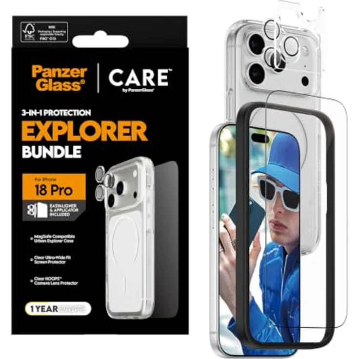 CARE by PanzerGlass Flagship 3-in-1 Bundle, Schutzset für Apple iPhone 18 Pro mit Hülle, Displayschutz und Kameraschutz, ultra-dünn, schwarz – Bild 5