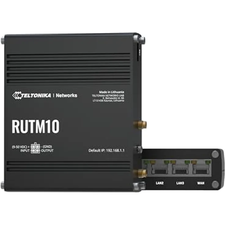 Teltonika RUTM10 Industrieller WLAN-Router, Wi-Fi 5, VLAN-Verwaltung, mehrere VPNs, 4x Gigabit-Ethernet-Ports, Industrieprotokolle, Fernverwaltung